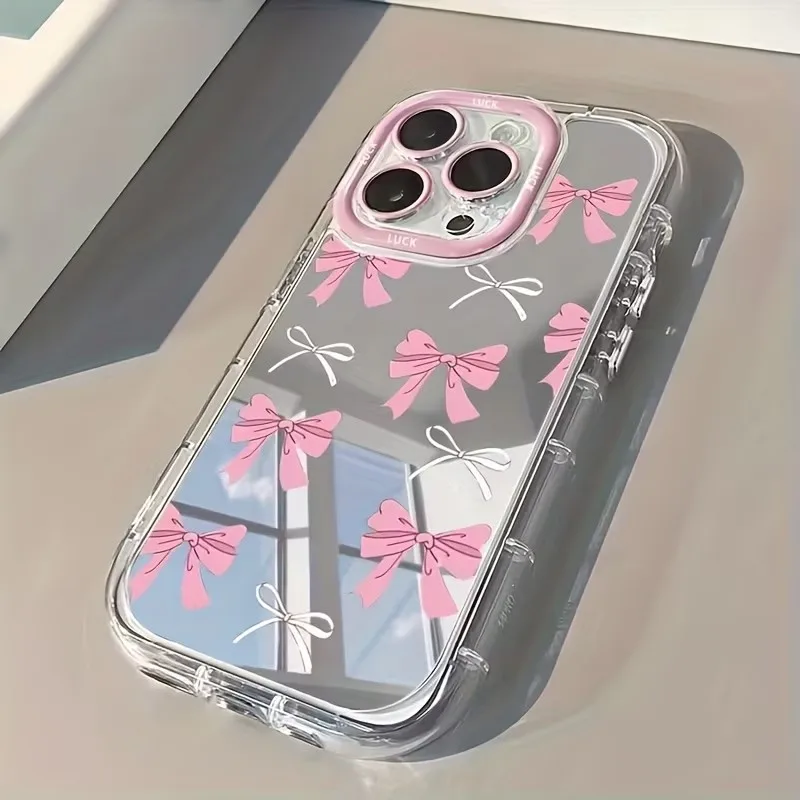Phone Cases Cool Girl - Prosty Niebiesko-Różowy Kokarda Dziewczęcy Uroczy Lusterko